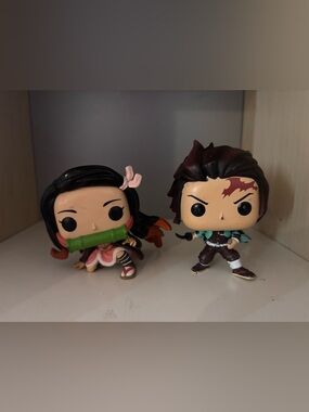 Demon Slayer Tanjiro & Nezuko Pop! Vinyl Figures - Black, Green, Brown